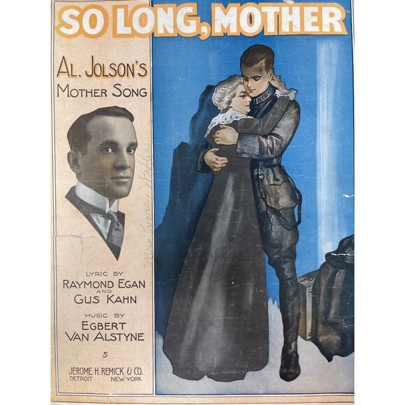 1917 So Long Mother Sheet Music Egan and Kahn Van Alstyne - Picture 1 of 8